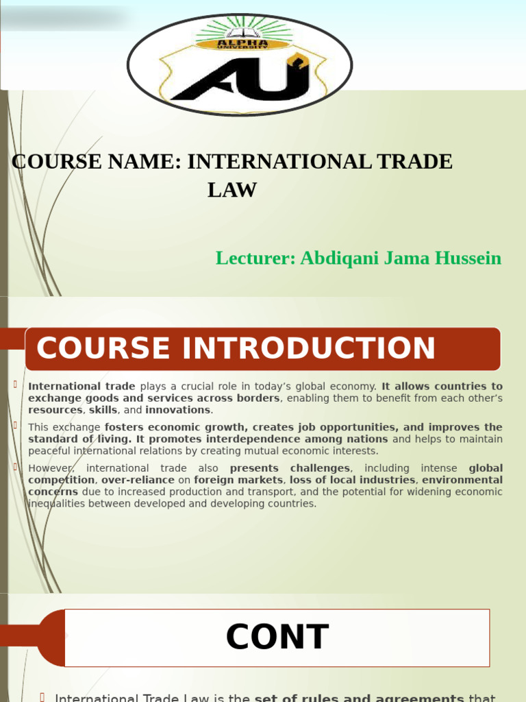 General Introduction To International Trade Law | PDF | World Trade ...