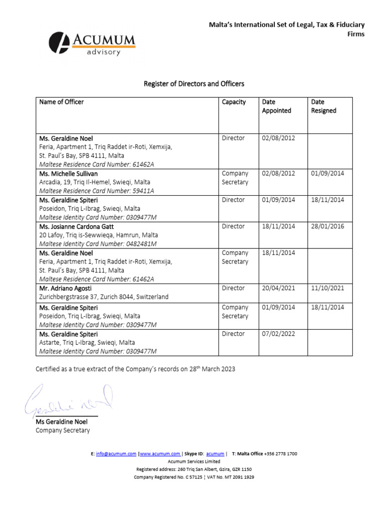 20230328 ASL Register of Directors | PDF
