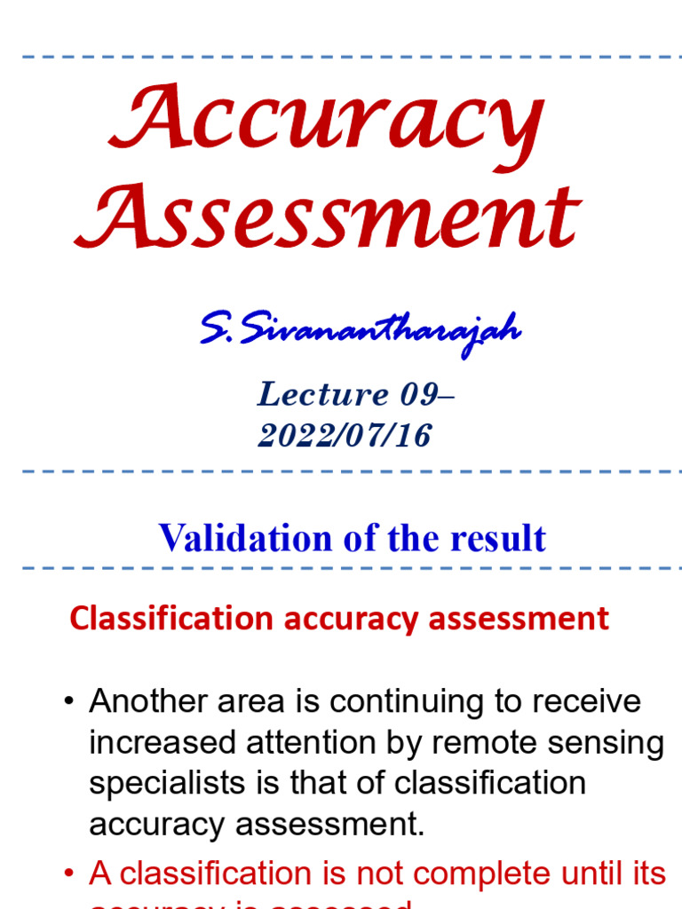 Classification Accuracy Assessment in Remote Sensing | PDF | Remote ...