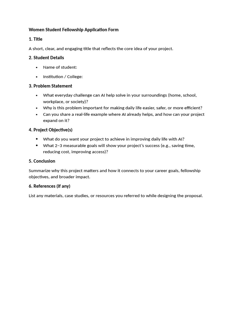 Fellowship Project Proposal Template V 2 | PDF