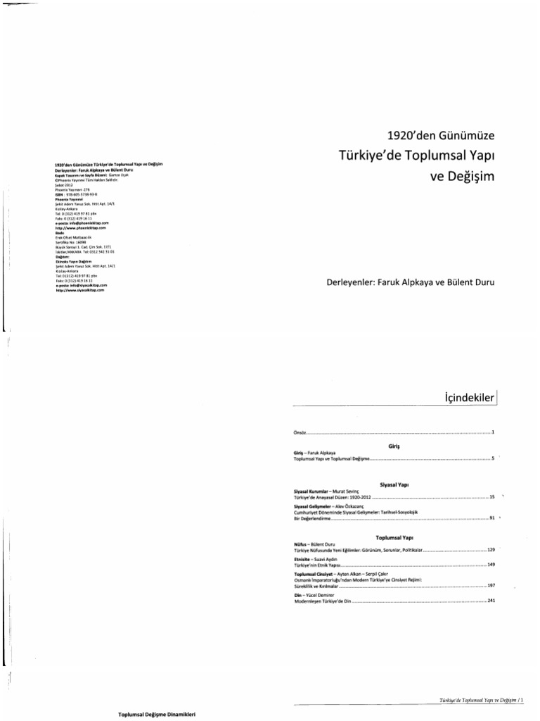 Kitap-Turkiyede Toplumsal Yapi Ve Degisim | PDF