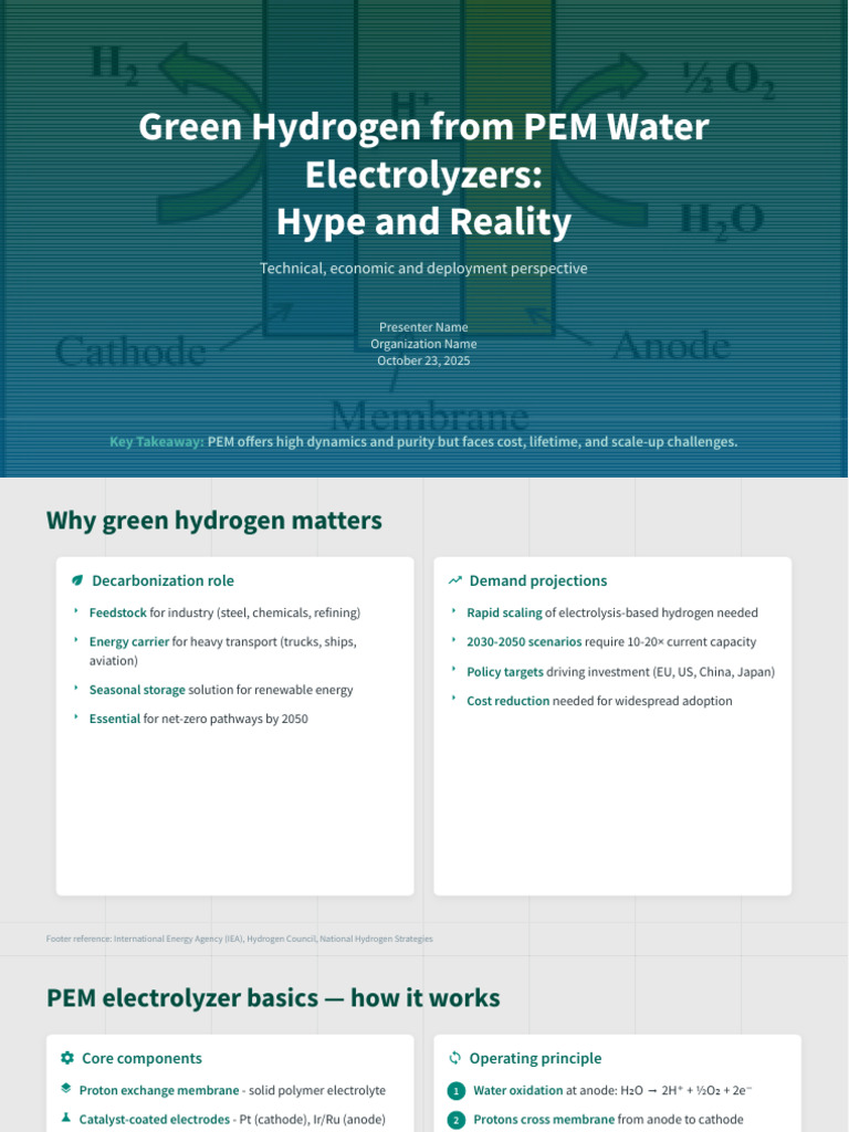 Green Hydrogen: PEM Electrolyzer Insights | PDF | Anode | Hydrogen