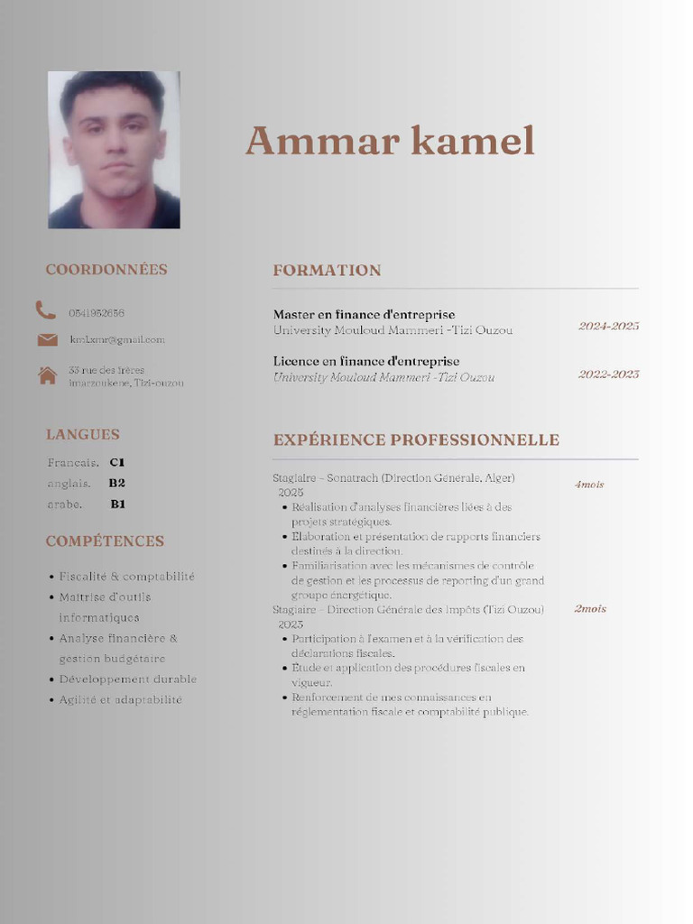CV Français Simple Minimaliste Marron Et Blanc - 20251003 - 152932 ...