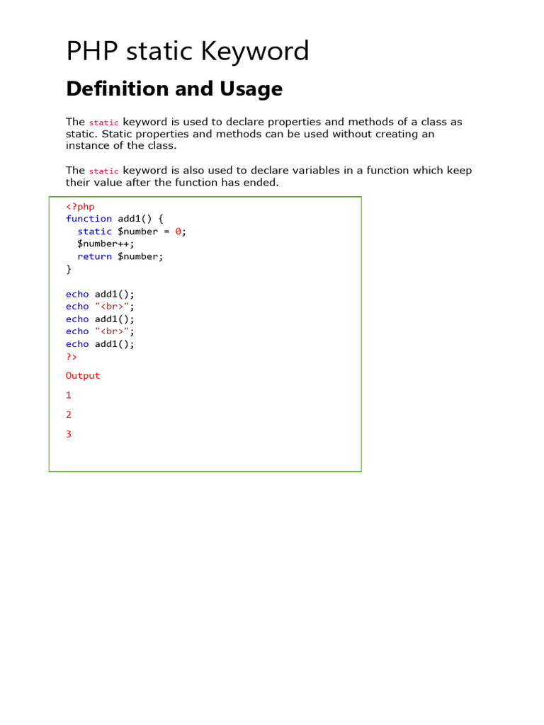 PHP Static Keyword | PDF