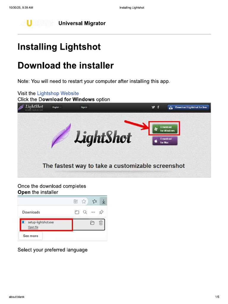 Installing Lightshot | PDF