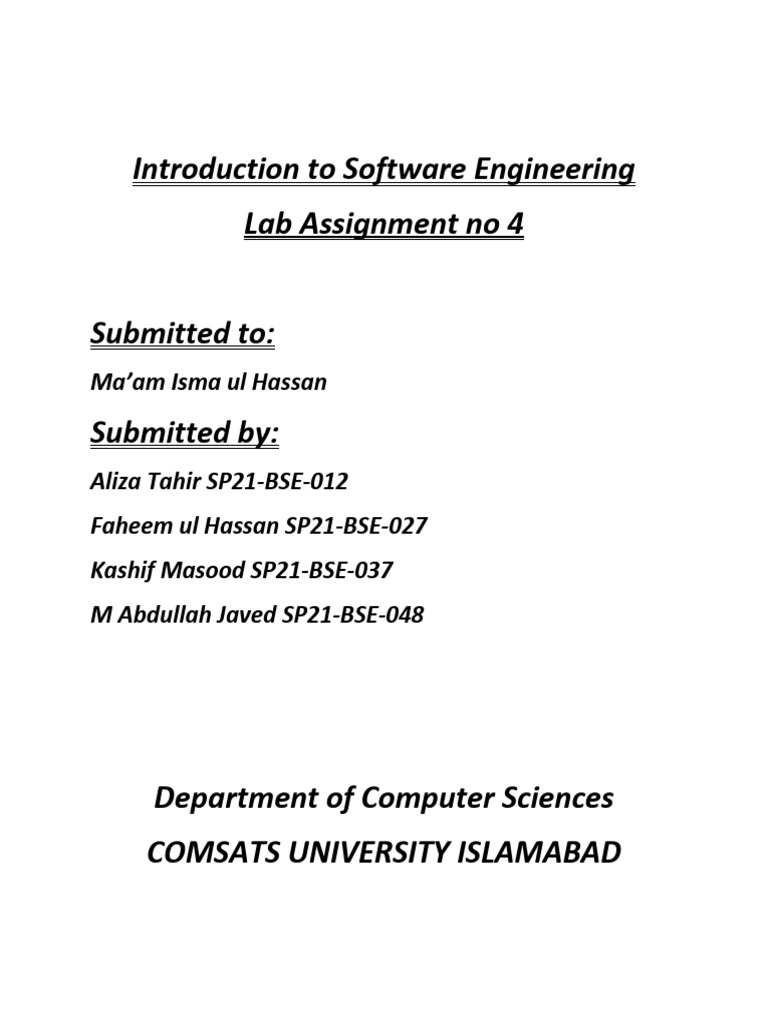 Software Engineering Lab Assignment 4 | PDF
