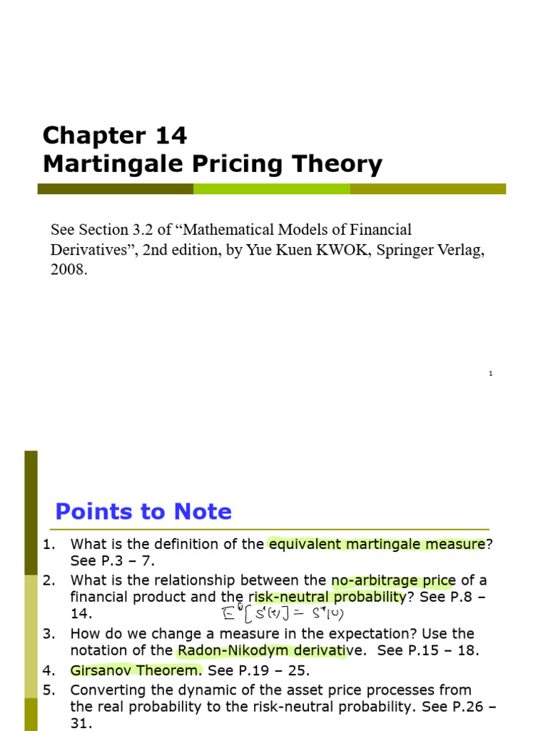 Martingale Pricing Theory Overview | PDF | Black–Scholes Model | Investing