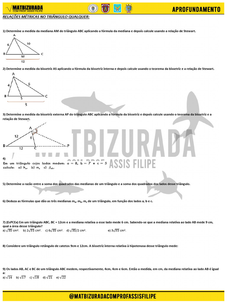 Relações Métricas No Triângulo Qualquer Pdf Triângulo Matemática