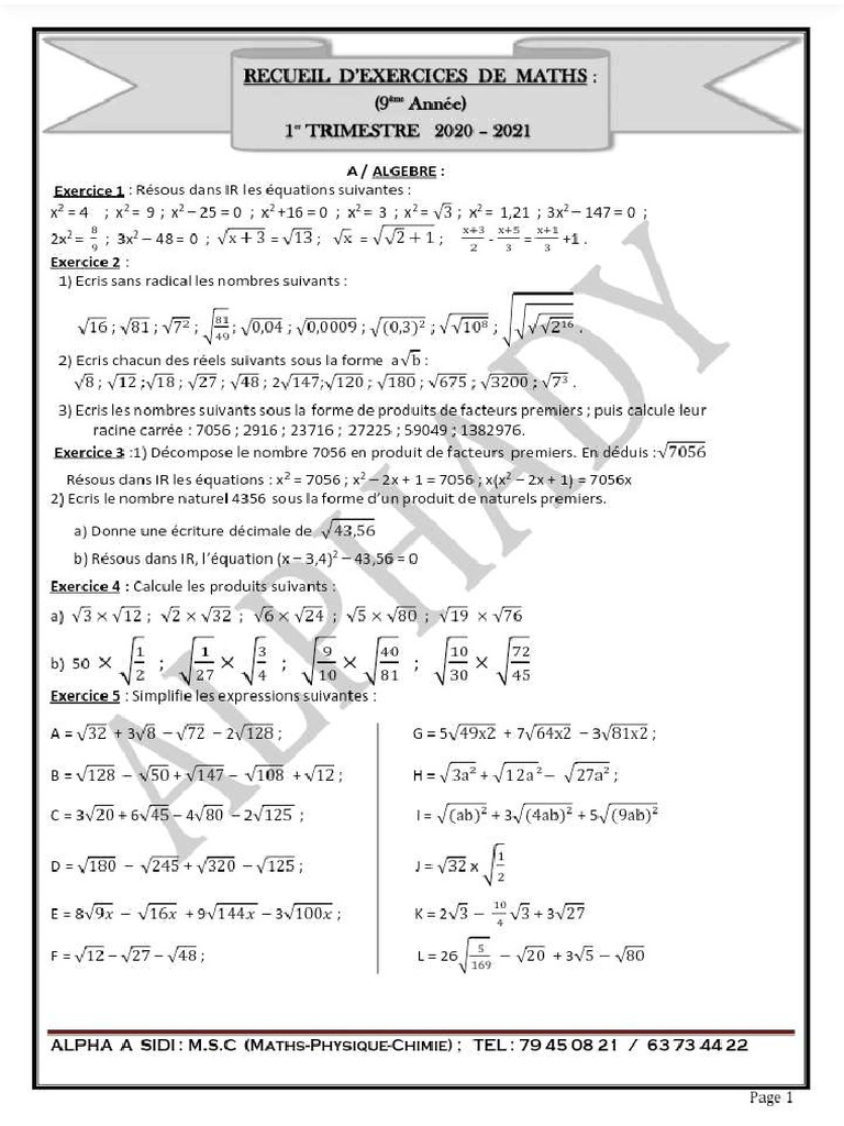 Exo Math 1er Trimestre | PDF