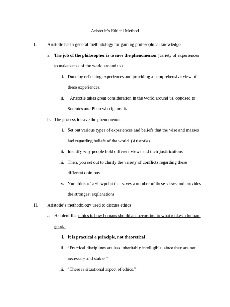 Aristotle's Ethical Method | PDF | Virtue | Aristotle