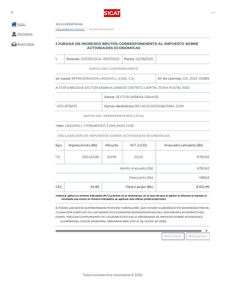 Declaración Jurada de Impuestos Económicos | PDF | Economias | Impuestos