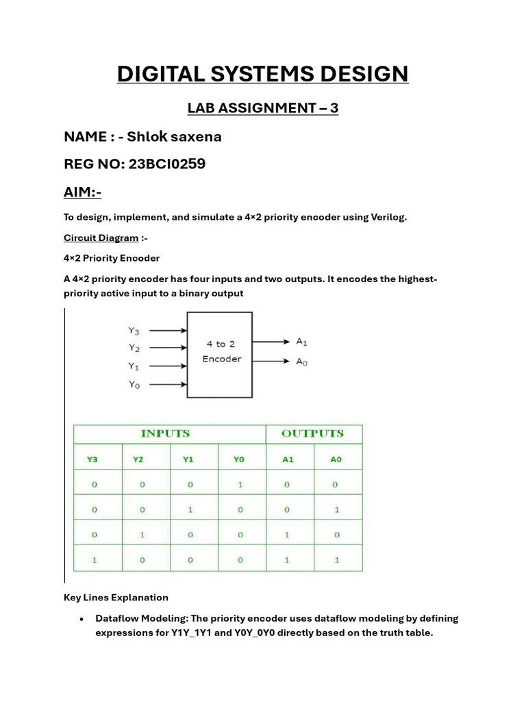 Digital Systems Design Lab Submission 3 | PDF