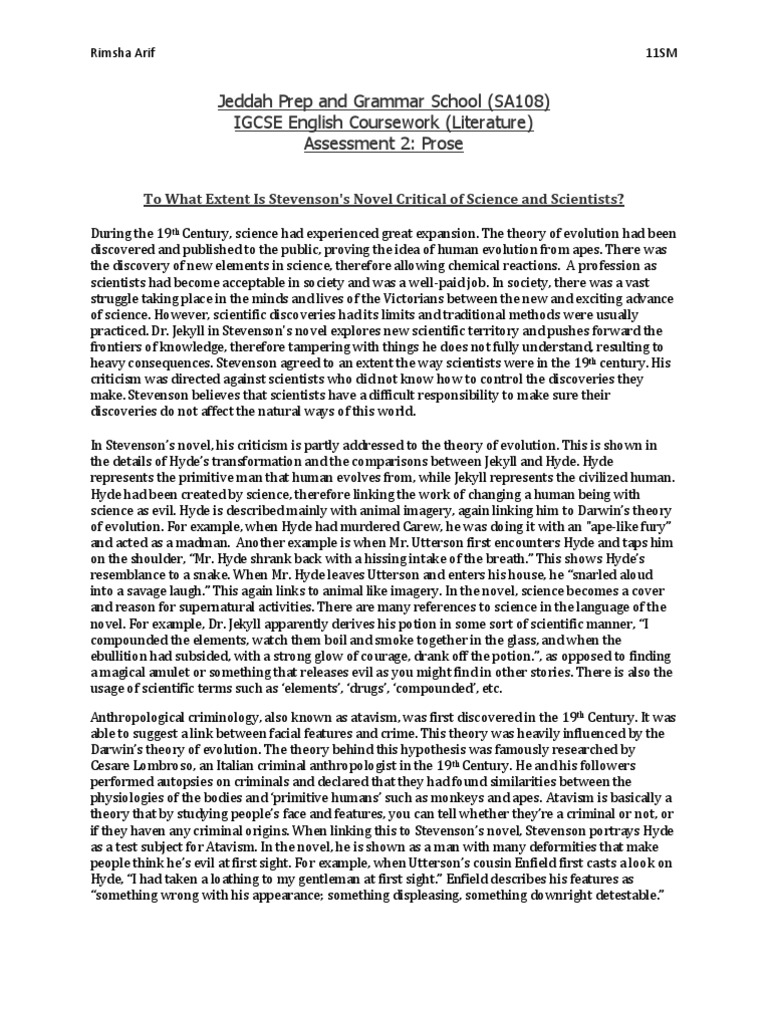 Jekyll and Hyde Essay Strange Case Of Dr Jekyll And Mr Hyde Science