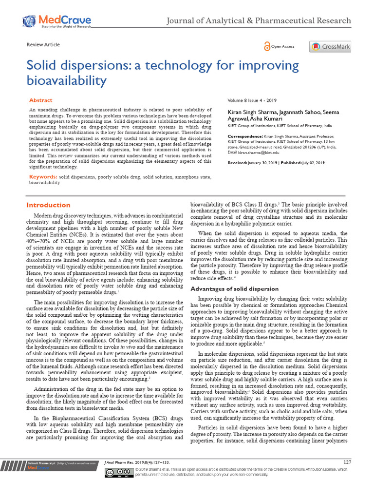 Solid Dispersions a Technology for Impro | PDF | Solubility ...