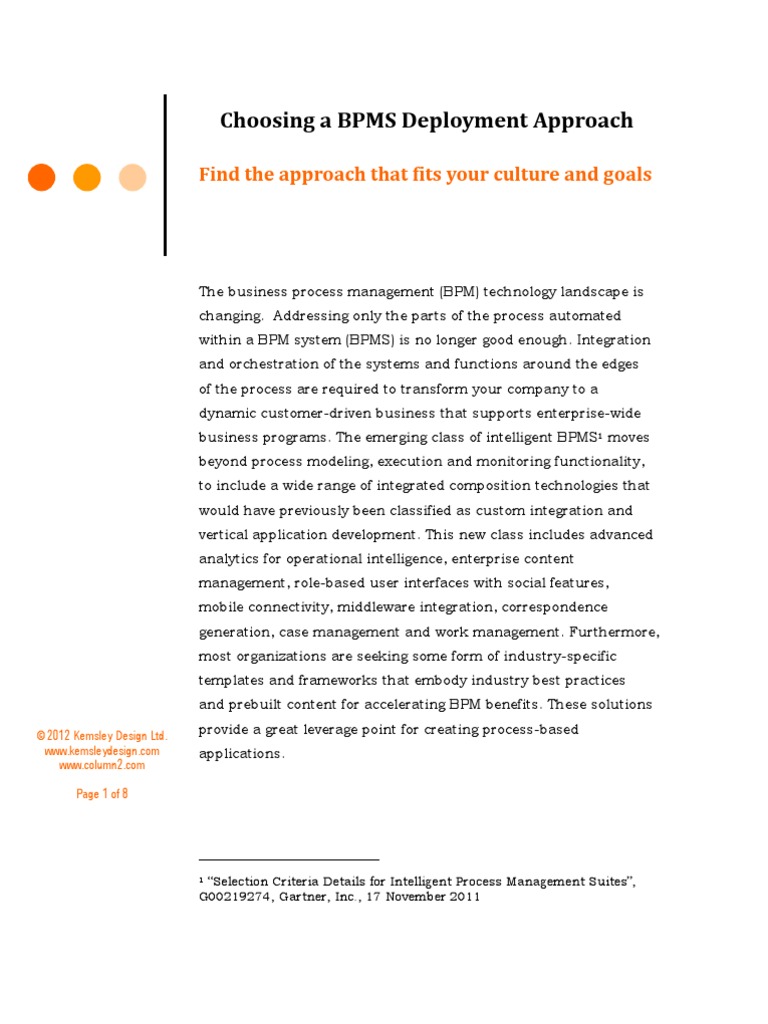 BPM Deployment Scenarios | PDF | Business Process Management | Business ...