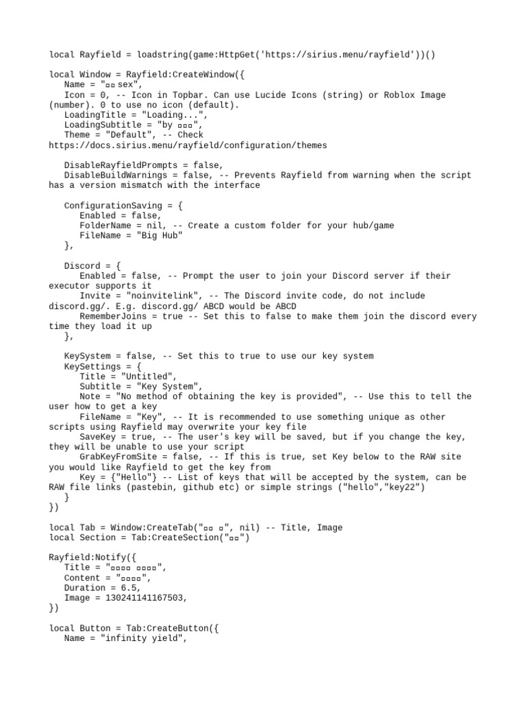 Roblox Script for Rayfield GUI Setup | PDF | Filename | Command Line ...