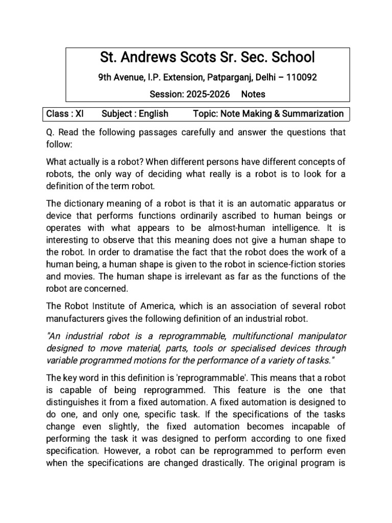 Understanding Robots: Definitions & Types | PDF | Robot | Robotics