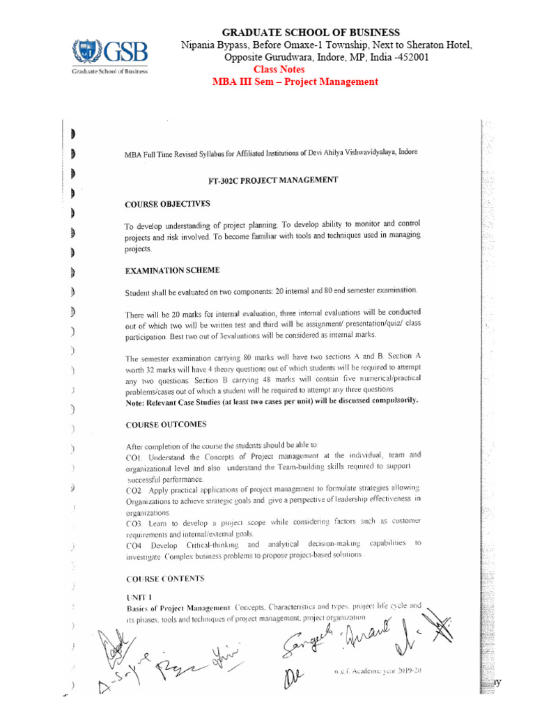 Project Management Class Notes MBA | PDF | Net Present Value | Internal ...