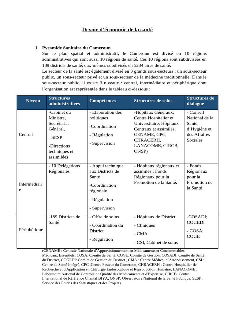 Pyramide Sanitaire au Cameroun | PDF | Hôpital | Assurance