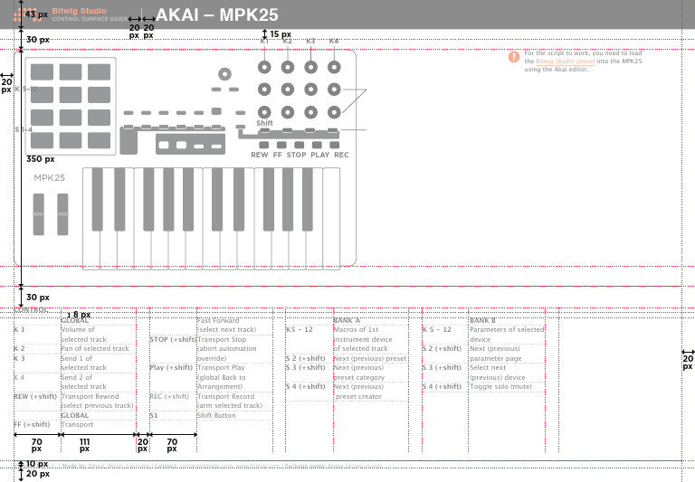 MPK25 Control Surface Guide for Bitwig | PDF