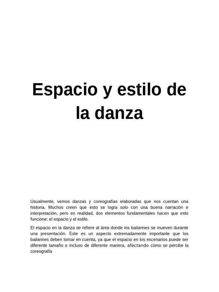 Espacio y Estilo en la Danza | PDF | Bailes | Las artes escénicas