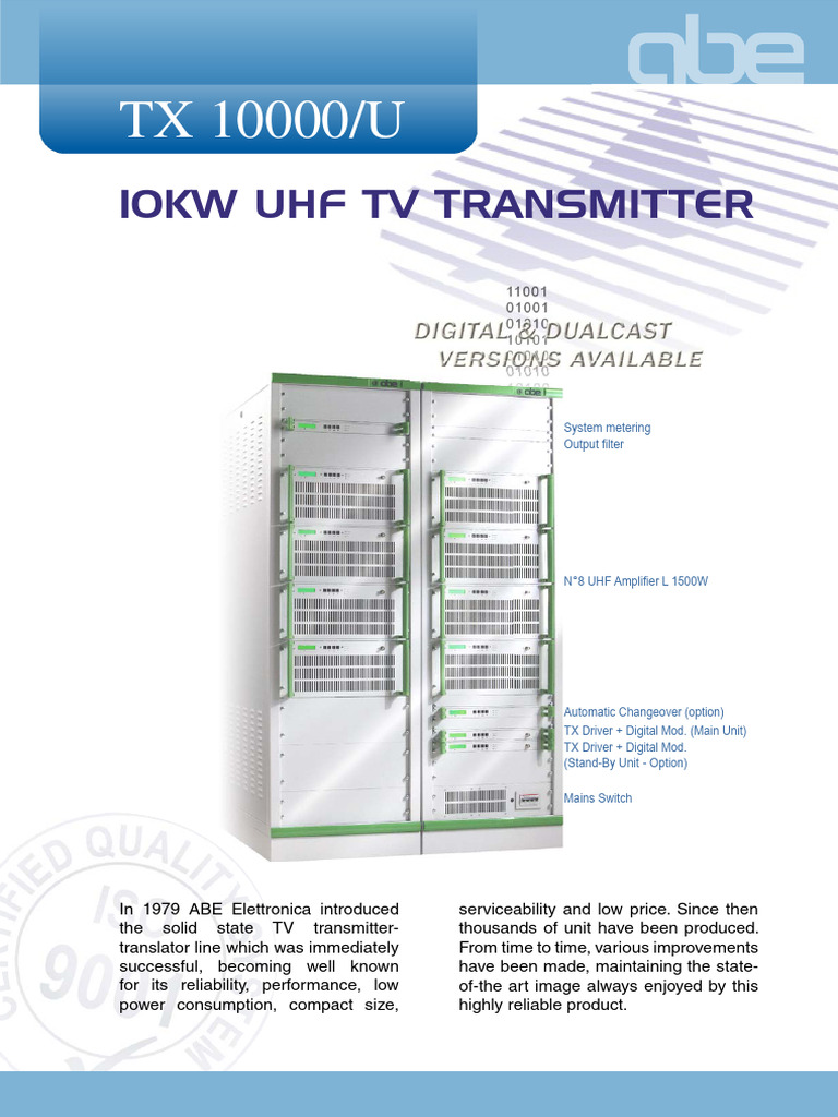 10Kw Uhf TV Transmitter | PDF | Amplifier | Electronic Oscillator