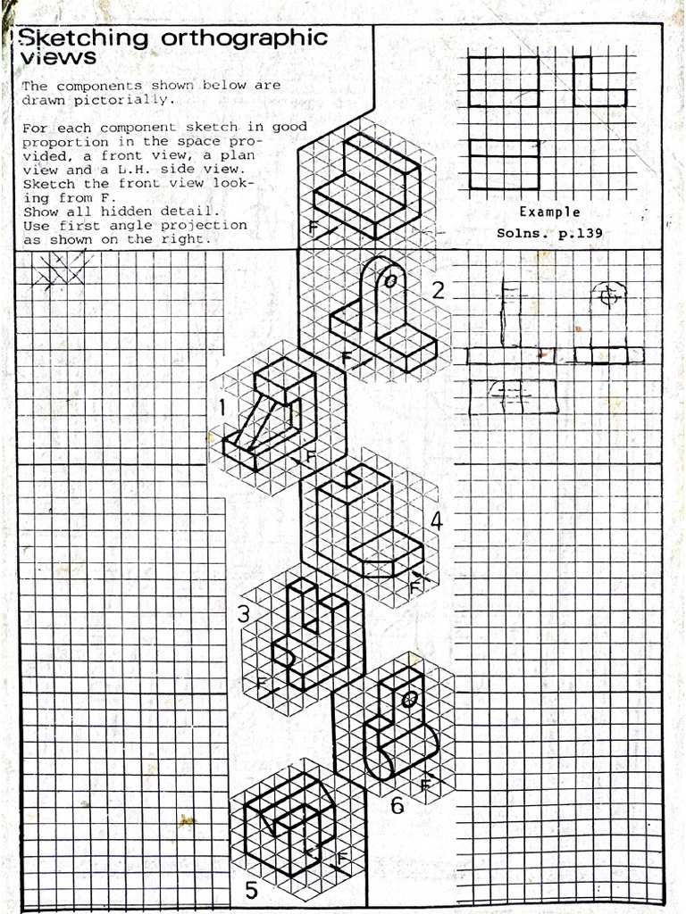 First Angle Projection Sketching Guide | PDF