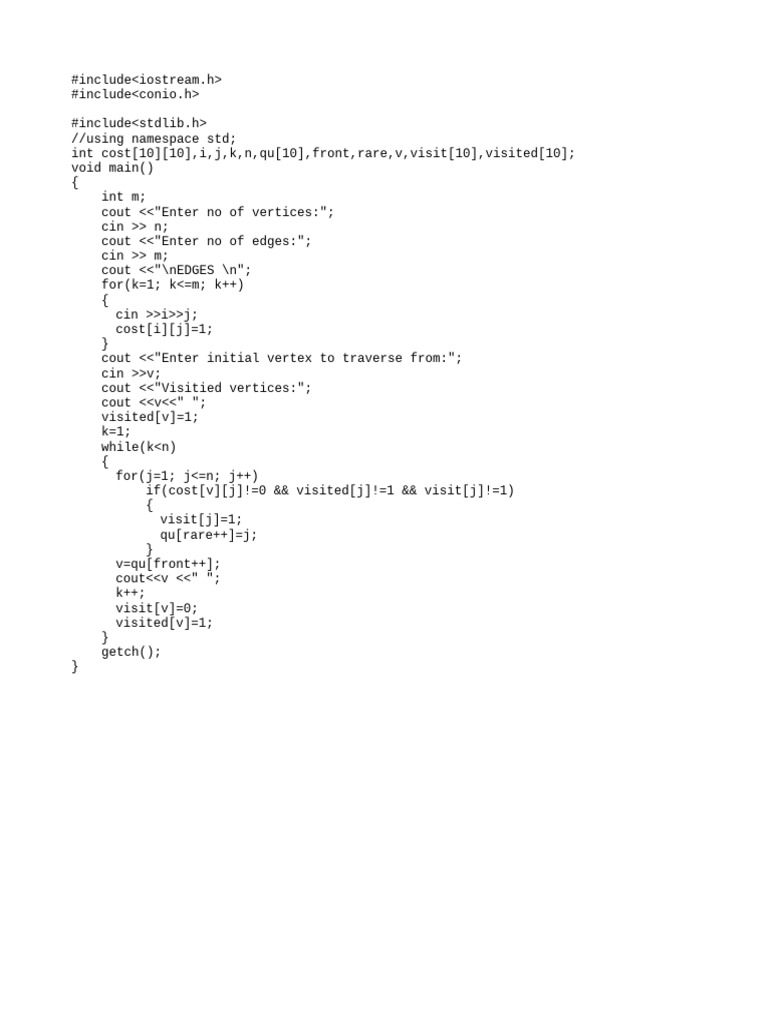 Graph Traversal Algorithm in C++ | PDF