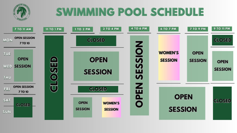 Weekly Swimming Pool Schedule | PDF