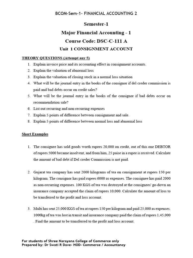 Financial Accounting for BCOM Sem-1 | PDF | Debits And Credits | Expense