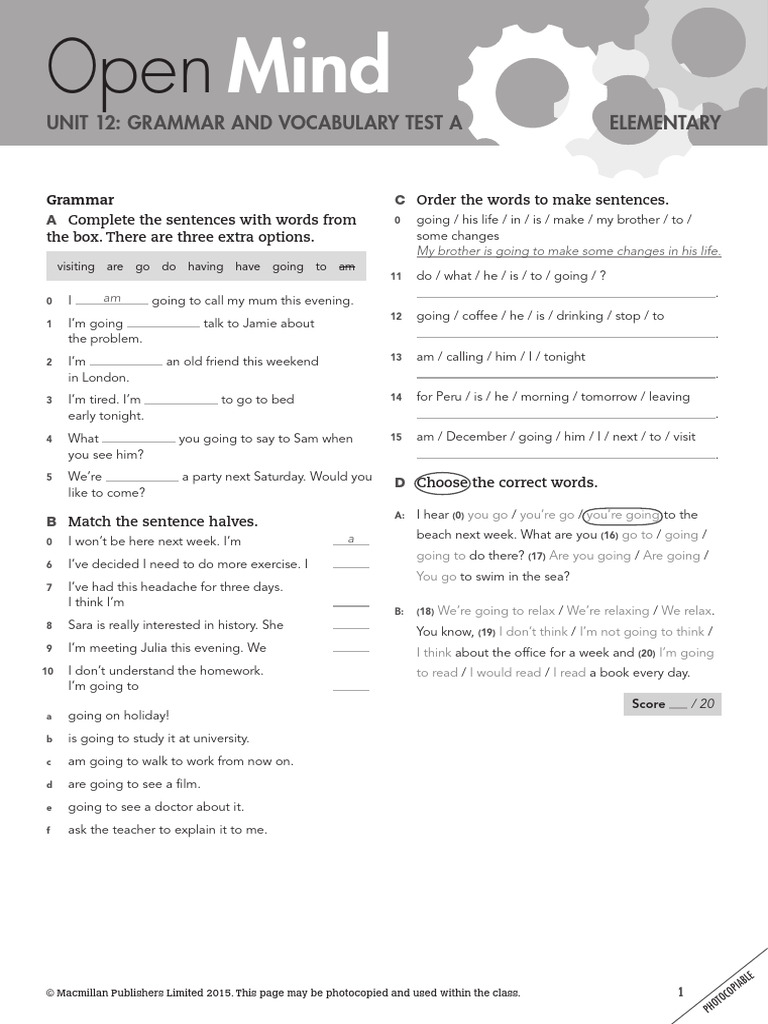 Grammar and Vocabulary Test A | PDF | Linguistics