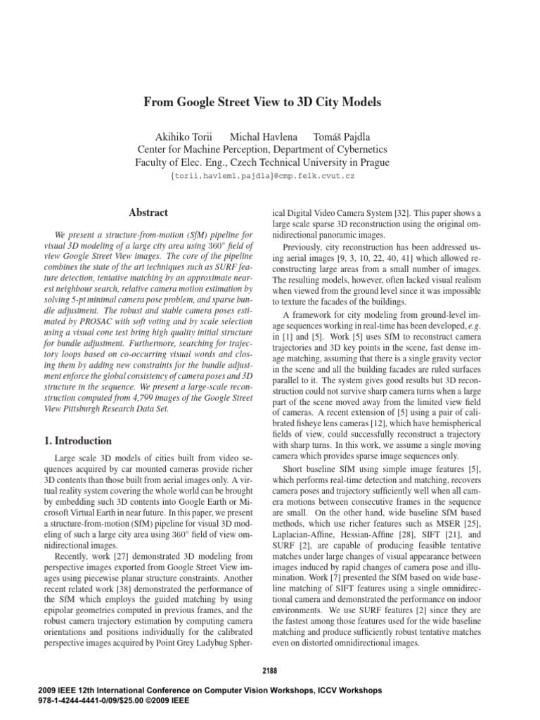 3D City Modeling from Google Street View | PDF | Computer Vision | Imaging