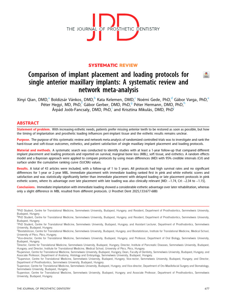Maxillary Implant Protocols Review | PDF | Dental Implant | Systematic ...