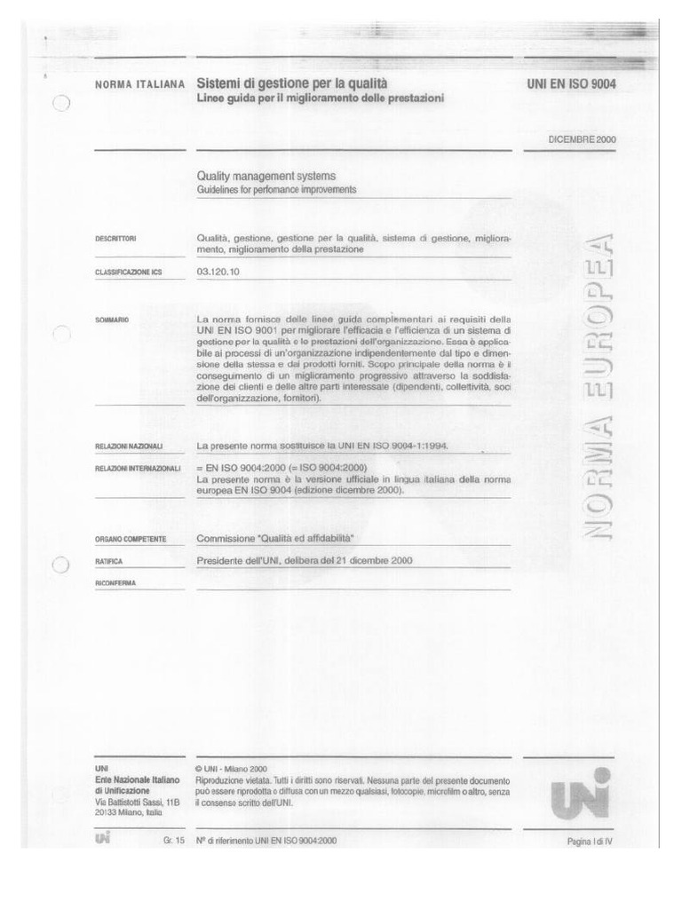 Uni en Iso 9004-2000 | PDF