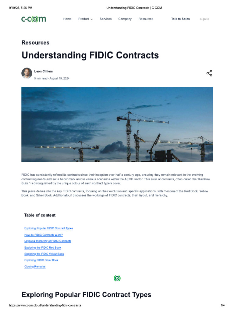 Understanding FIDIC Contracts - C-COM | PDF
