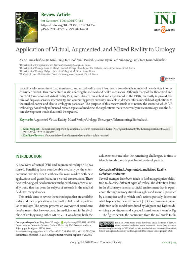 VR and AR Applications in Urology | PDF | Augmented Reality | Virtual ...