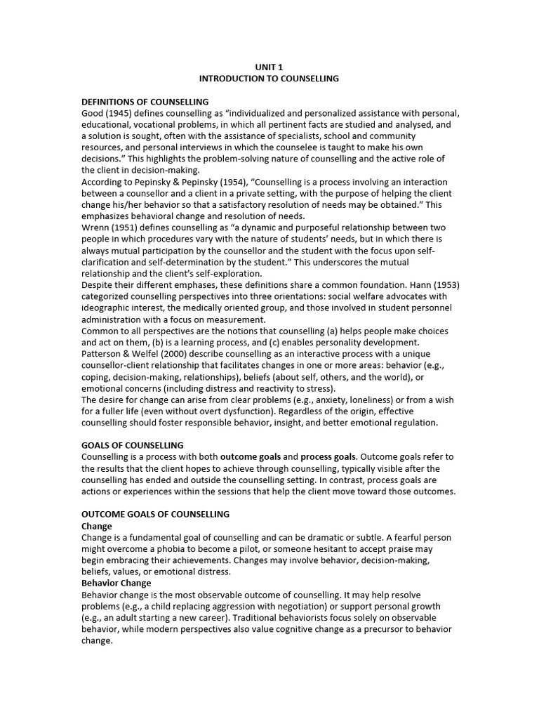 Introduction to Counselling Concepts | PDF | Psychotherapy | Empathy