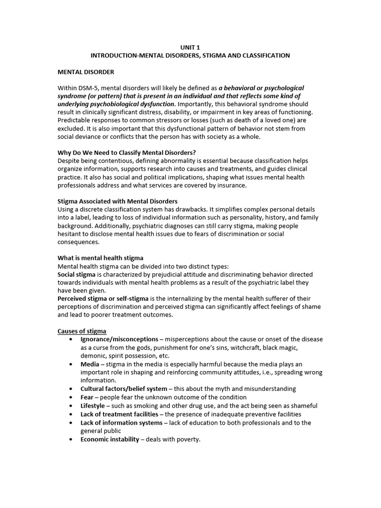 Understanding Mental Disorders and Stigma | PDF | Mental Disorder | Dsm 5