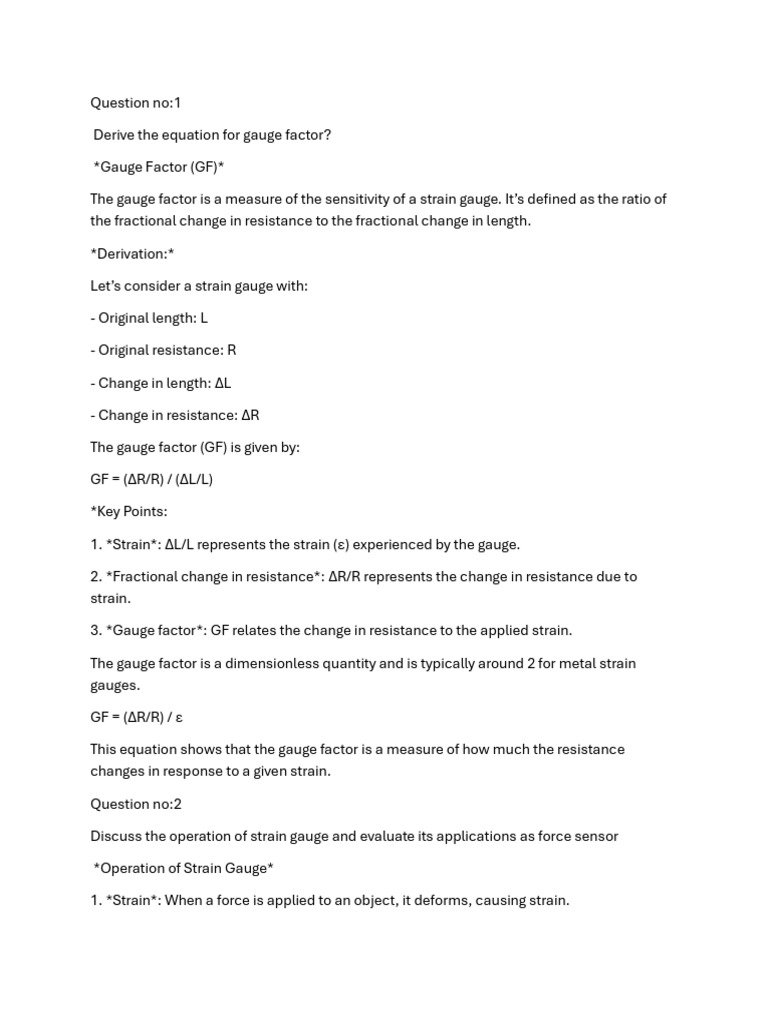 Understanding Strain Gauges and Load Cells | PDF | Physical Sciences ...