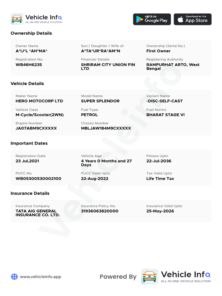 Vehicle Ownership and Details Report | PDF