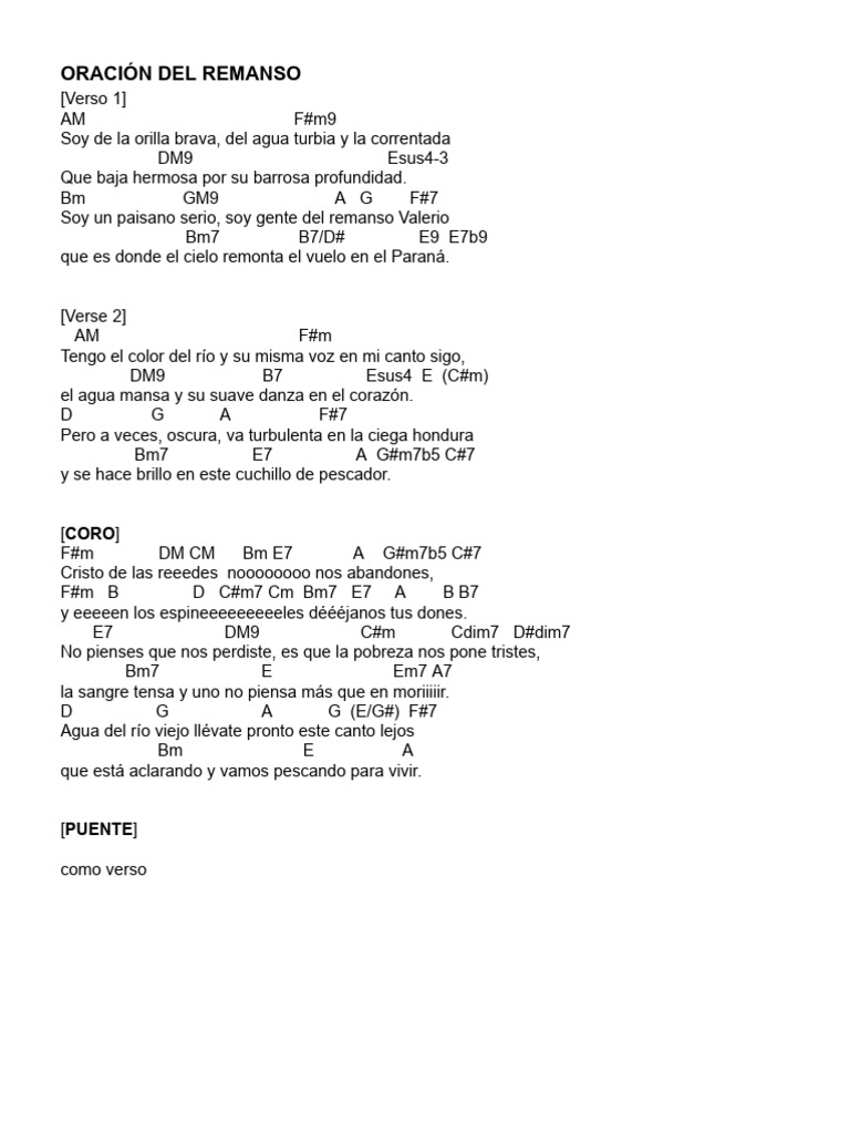 Oración del Remanso: Canto del Río | PDF