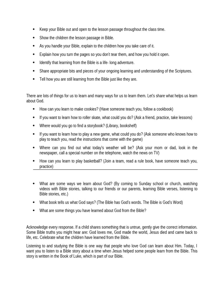 Teaching Kids to Learn from the Bible | PDF | Jesus | Bible