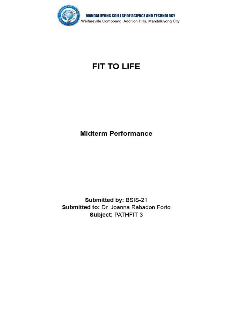 Midterm Performance Report: PATHFIT 3 | PDF
