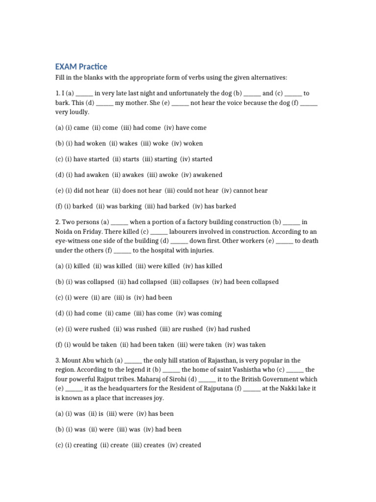 Exam Practice No Bullets | PDF