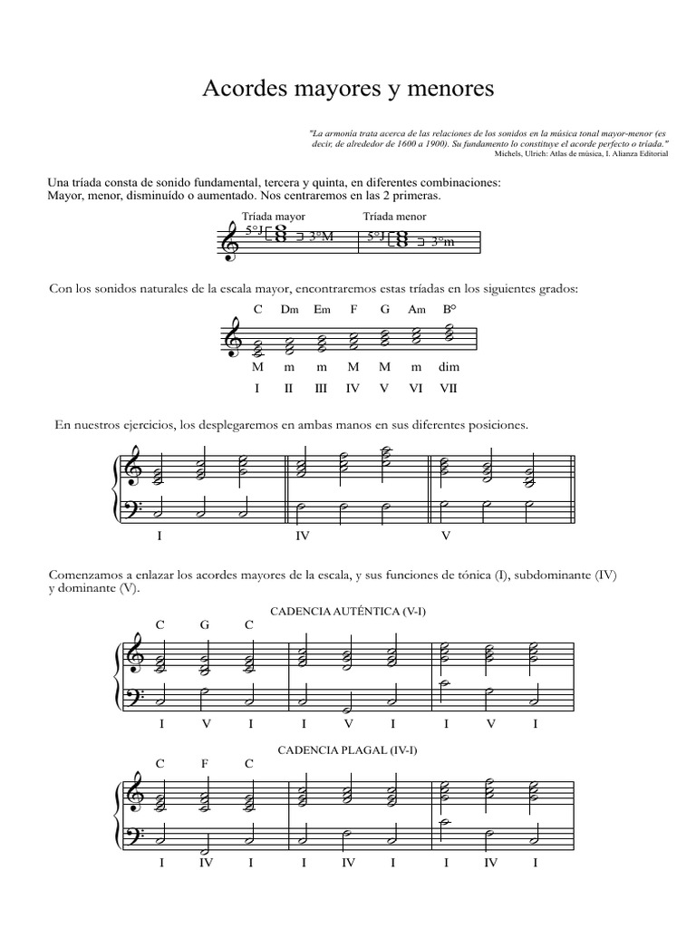 Acordes Mayores y Menores en Música | PDF | Escalas musicales | Pitch ...