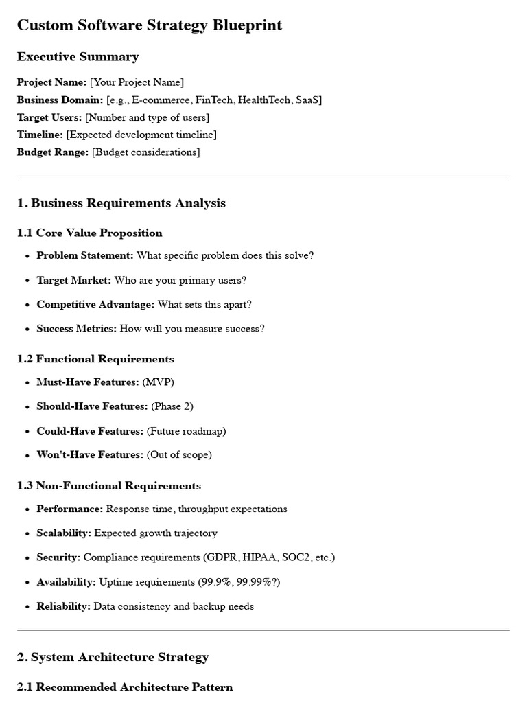 Custom Software Development Blueprint | PDF | Cloud Computing | Databases