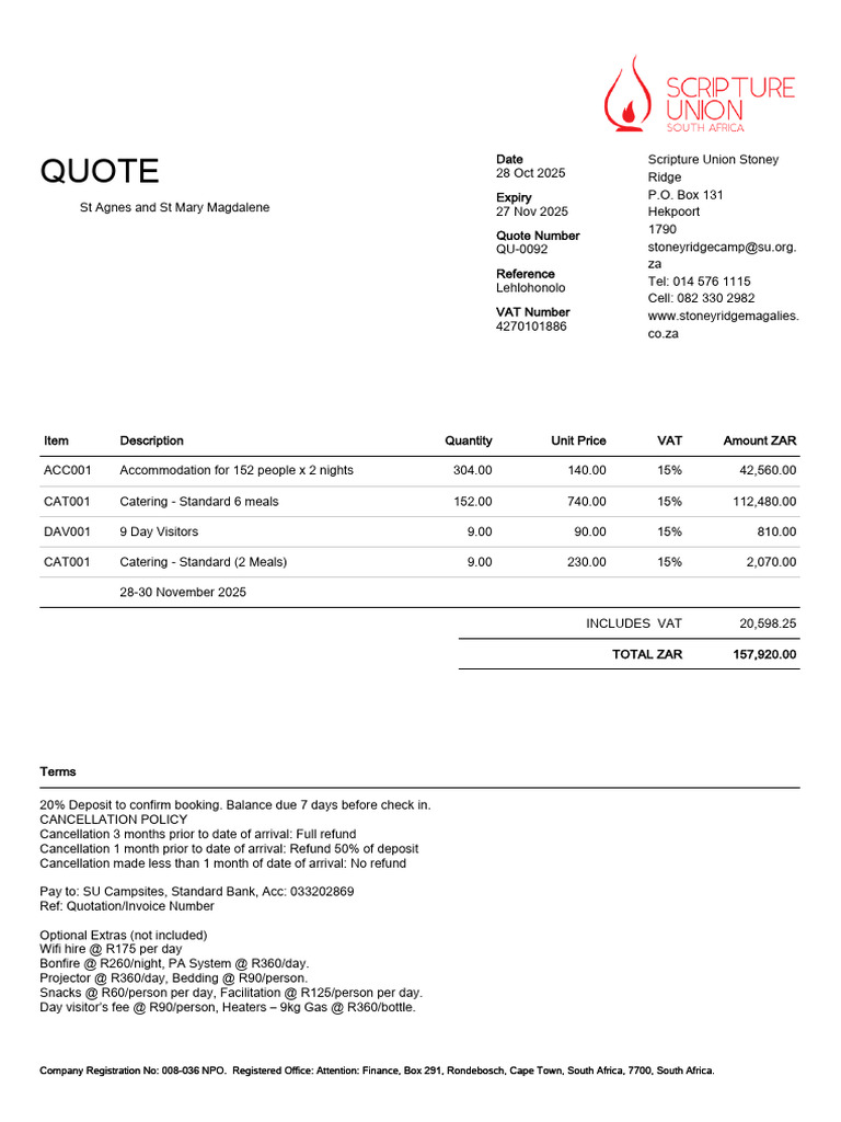 Quote QU0092 3 | PDF | Payments | Services (Economics)
