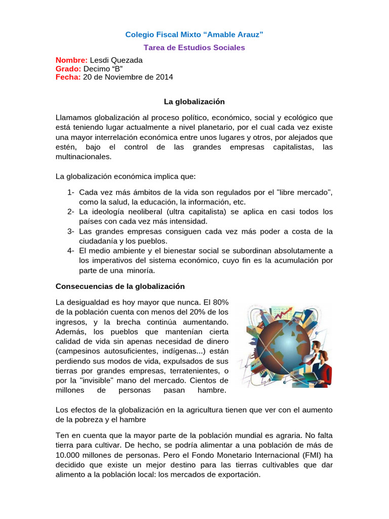Impacto de la Globalización en la Sociedad | PDF