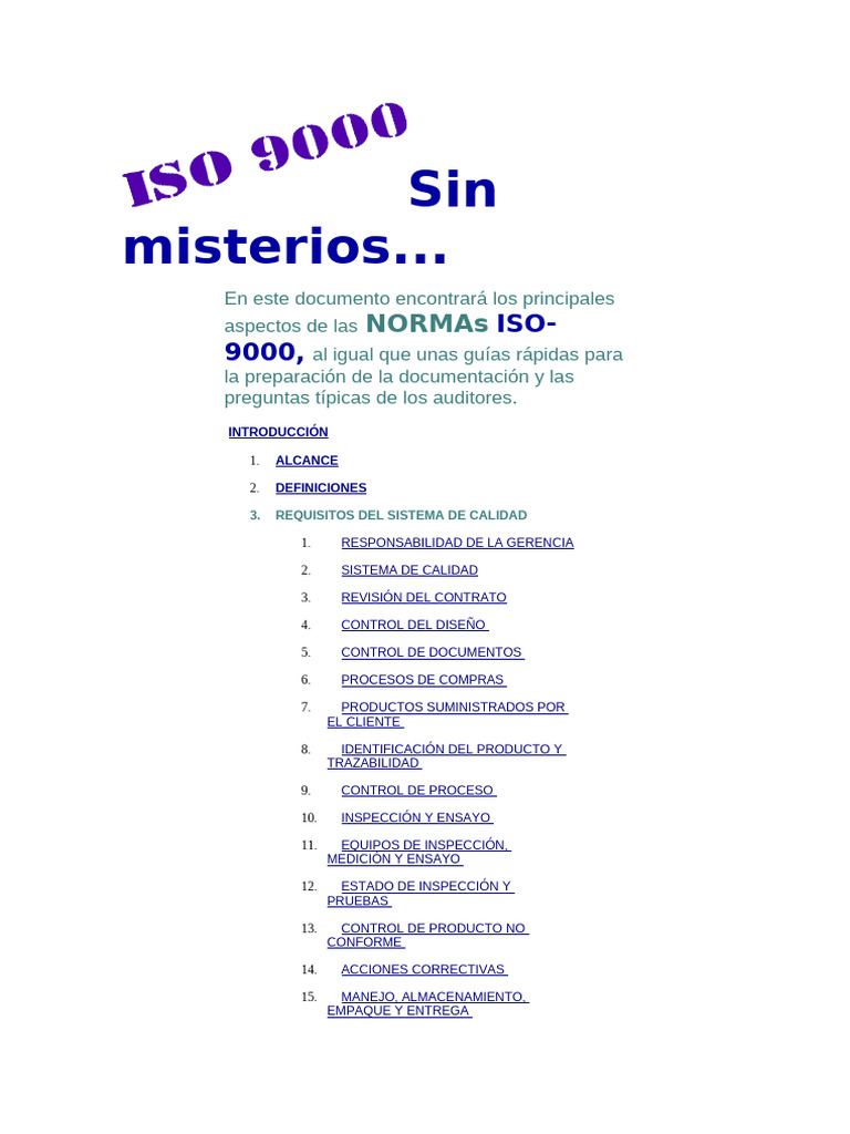 Iso 9000 | PDF | Calidad (comercial) | Sistema de manejo de calidad