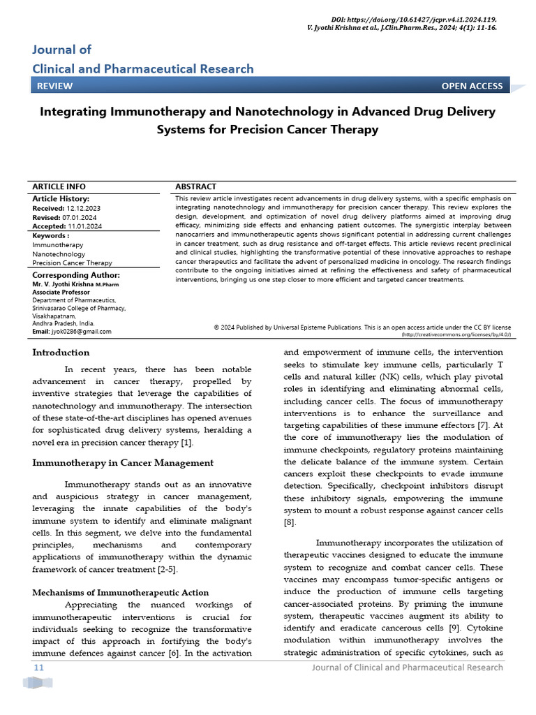 Immunotherapy and Nanotech in Cancer Therapy | PDF | Immunotherapy ...